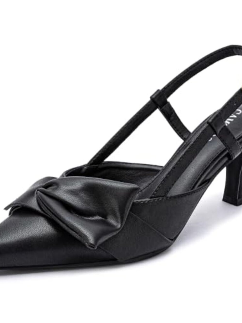 CAMSSOO Women's Bow Slingback Kitten Heels Pointed Toe Dress Pumps